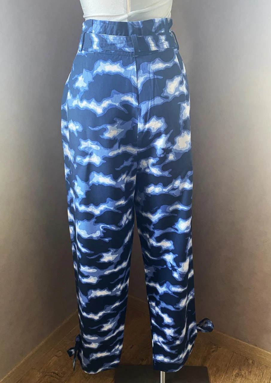 High-waisted Pépé Jeans T38 blue camouflage trousers – 100% fluid Tencel – photo 8